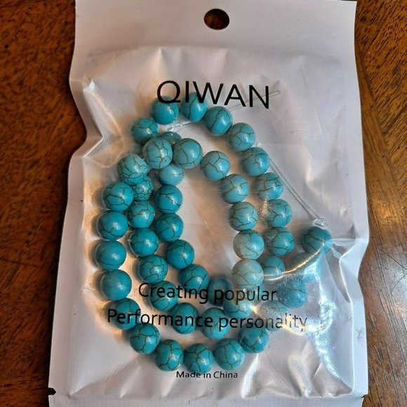 Unbranded Other - Beads Teal Jewelry craft making Crackle Design 48 pieces